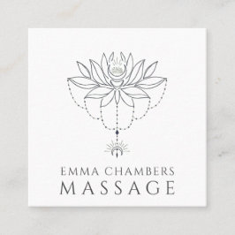 Cartão De Visita Quadrado Terapeuta de Massagem Flor de Lótus
