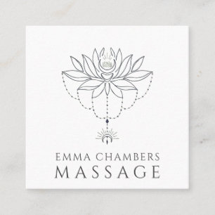 Cartão De Visita Quadrado Terapeuta de Massagem Flor de Lótus