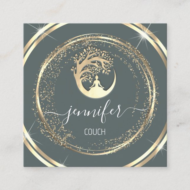 Cartão De Visita Quadrado Terapêutica com sofá Yoga Mindfullidade do CÓDIGO  (Frente)