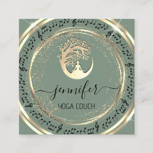 Cartão De Visita Quadrado Terapêutica com sofá Yoga Mindfullidade QRCODEMusi (Frente)