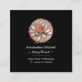 Cartão De Visita Quadrado Terapêutica Spa Suculente Curação de Ioga