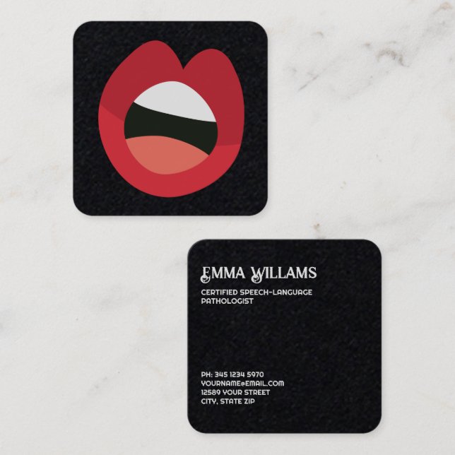 Cartão De Visita Quadrado Terapia de fala (Frente/Verso)