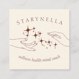 Cartão De Visita Quadrado Terapia de Reiki com as Mãos de Energia Estrelas d