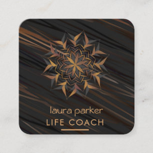 Cartão De Visita Quadrado Terapia Tribal de Arte Yoga Mandala Boho