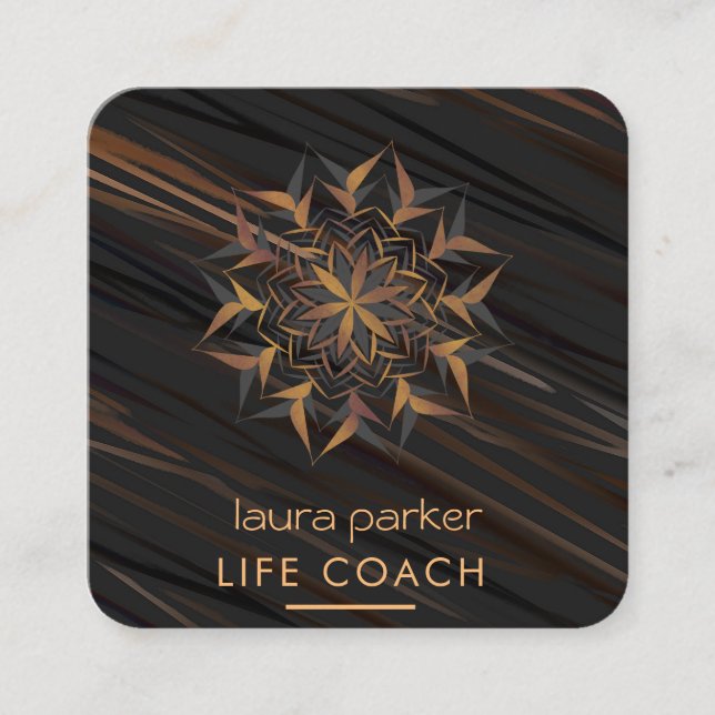Cartão De Visita Quadrado Terapia Tribal de Arte Yoga Mandala Boho (Frente)