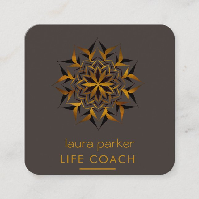 Cartão De Visita Quadrado Terapia Tribal de Arte Yoga Mandala Boho (Frente)