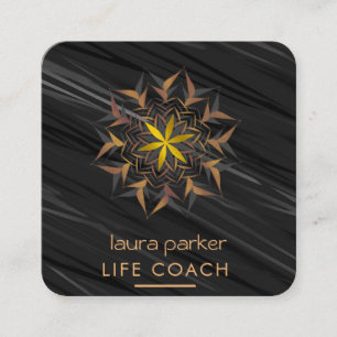 Cartão De Visita Quadrado Terapia Tribal de Arte Yoga Mandala Boho