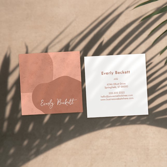 Cartão De Visita Quadrado Terracotta Abstrato Moderna Texturizada Terrestre (Criador carregado)