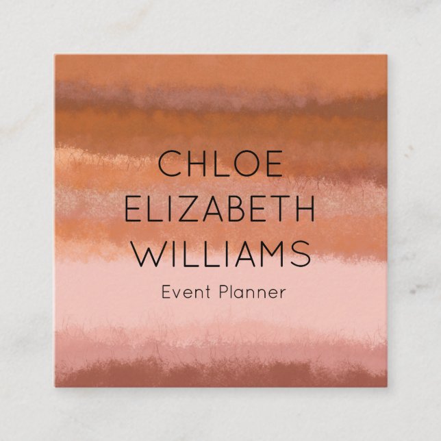 Cartão De Visita Quadrado Terracotta Abstrato Watercolor Texturizados (Frente)