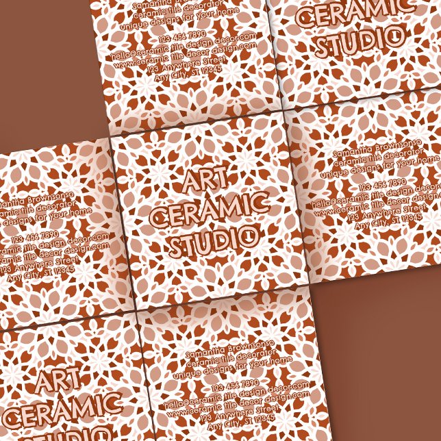 Cartão De Visita Quadrado Terracotta Beige - Inexperiente Empatrão (Terracotta Beige Seamless Pattern Emboss Square Business Card)