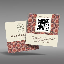 Cartão De Visita Quadrado Terracotta Geometric Square QR Business Card
