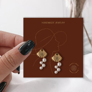 Cartão De Visita Quadrado Terracotta Lady Jewarly Earrings Display