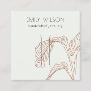 Cartão De Visita Quadrado Terracotta Palm Leaf Sketch Clipe