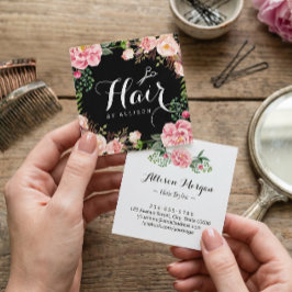 Cartão De Visita Quadrado Tesoura Hair Stylist Hairdresser Moldagem Floral