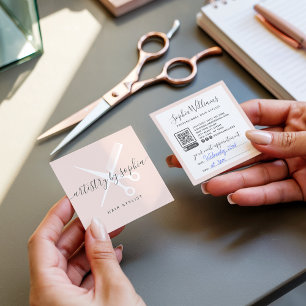 Cartão De Visita Quadrado Tesoura roscada moderna - estilista de cabelos