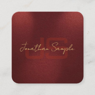 Cartão De Visita Quadrado Texto de aparência Dourada das iniciais do monogra