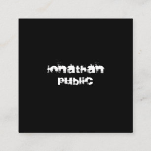 Cartão De Visita Quadrado Texto Distante Moderno Modelo Branco Preto B&W