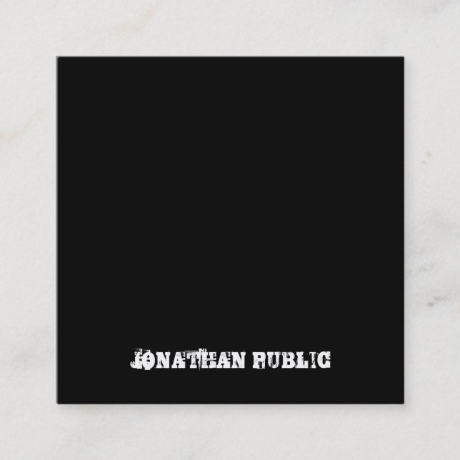 Cartão De Visita Quadrado Texto Distinto, Preto e Branco, Modelo (Frente)