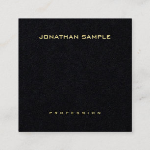 Cartão De Visita Quadrado Texto Dourado profissional elegante preto elegante