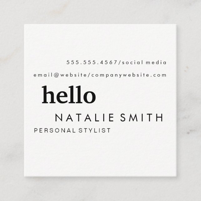 Cartão De Visita Quadrado Texto Misto (Frente)