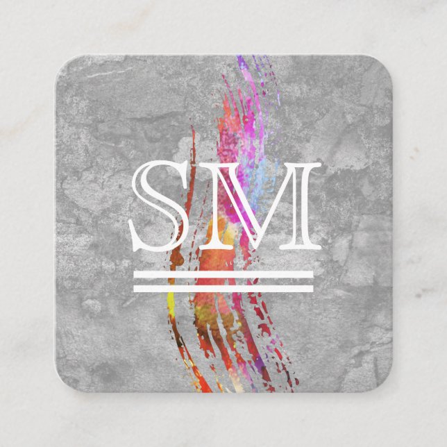 Cartão De Visita Quadrado Textura Bruta Contemporânea (Frente)