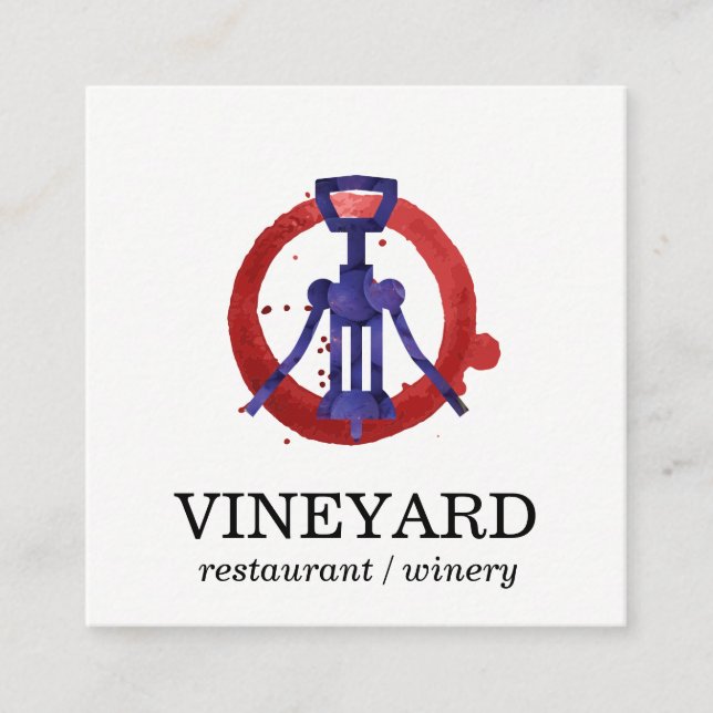 Cartão De Visita Quadrado Textura Bruta Expressiva/Abertura de Vinho (Frente)