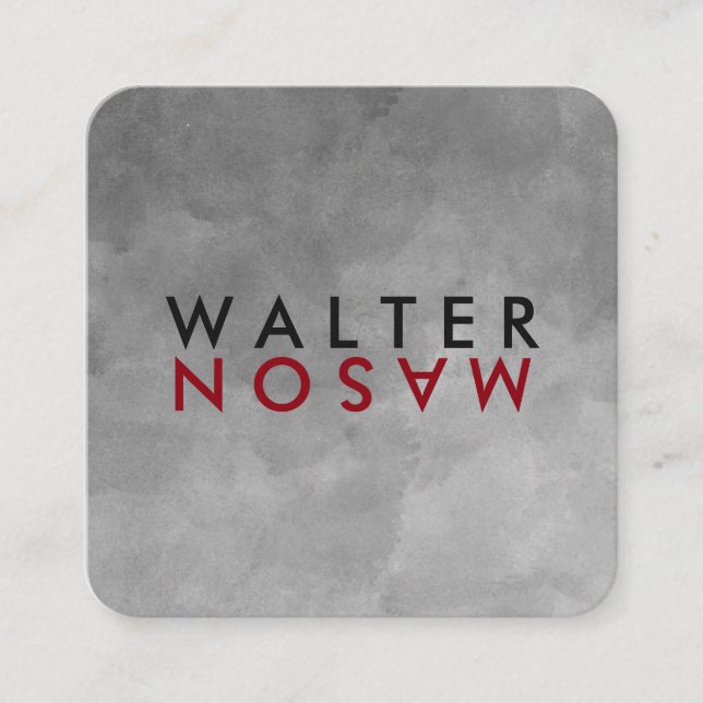 Cartão De Visita Quadrado Textura de Aquarela com Sacudir Carta (Frente)