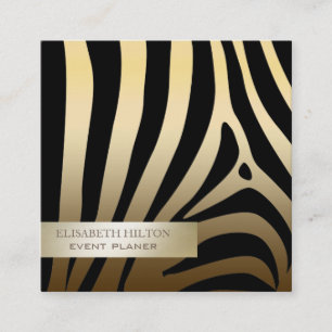 Cartão De Visita Quadrado Textura de zebra de ouro simples e elegante modern