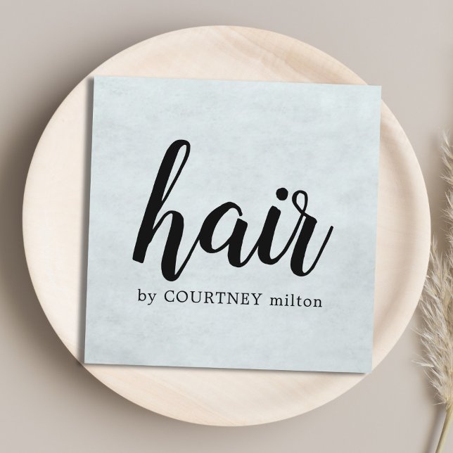 Cartão De Visita Quadrado Textura Elegante Simples Estilhador de Cabelo Azul (Criador carregado)