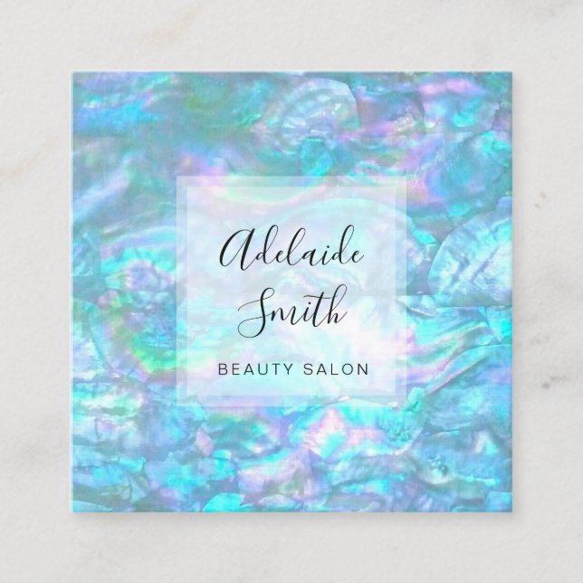 Cartão De Visita Quadrado Textura iridescente do invólucro FAUX (Frente)
