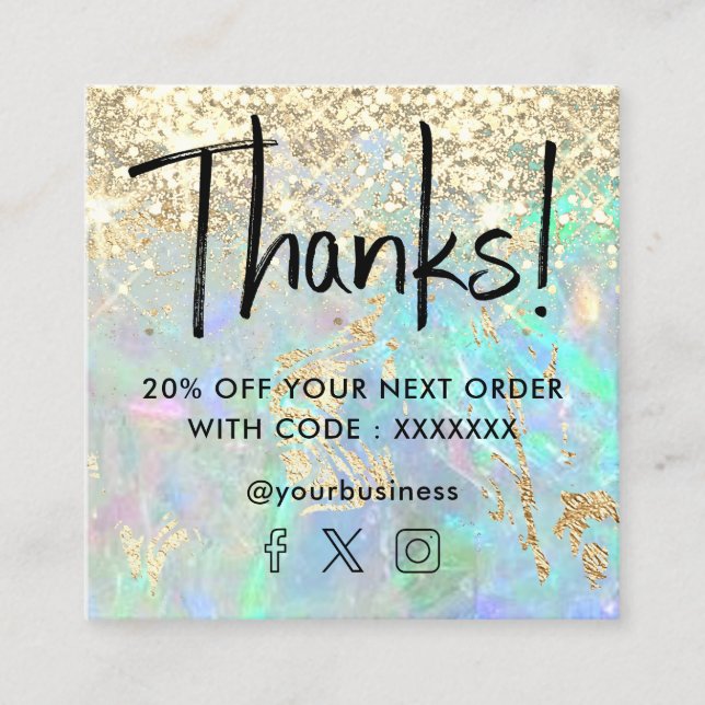 Cartão De Visita Quadrado textura opal gemstone faux glitter (Frente)