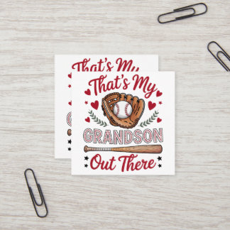 Cartão De Visita Quadrado That's My Grandson Out There Baseball Grandma 