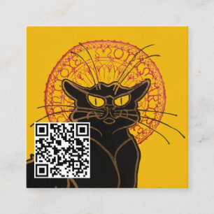 Cartão De Visita Quadrado Theophile Steinlen - Le Chat Noir - Código QR