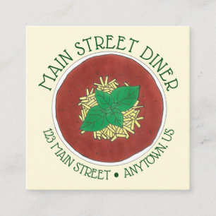 Cartão De Visita Quadrado Tigela do Tomato Basil Soup Restaurante Italiano