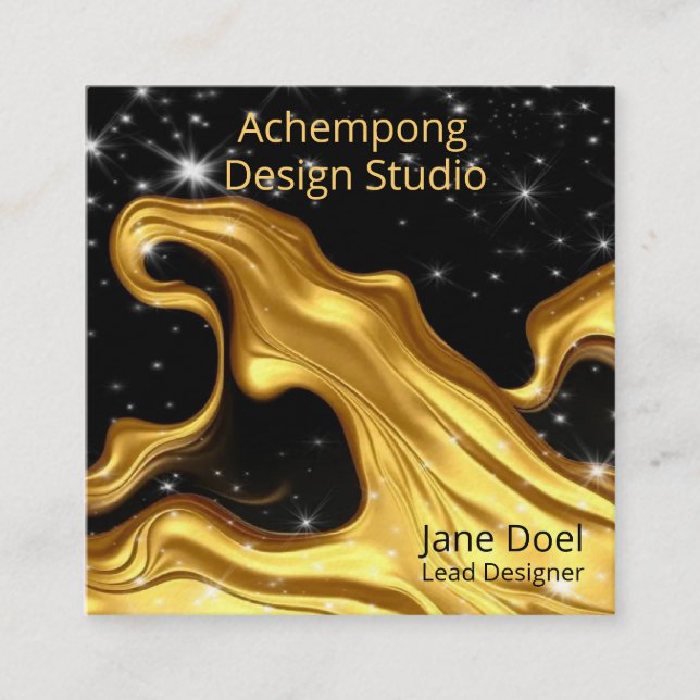 Cartão De Visita Quadrado Timeless Gold Elegance – Designer Brand Opulent Go (Frente)