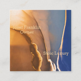 Cartão De Visita Quadrado Tinta Dourada e Azul Contemporânea