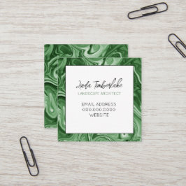 Cartão De Visita Quadrado Tinta marmoreada - Preto Verde-Chic PERSONALIZADO