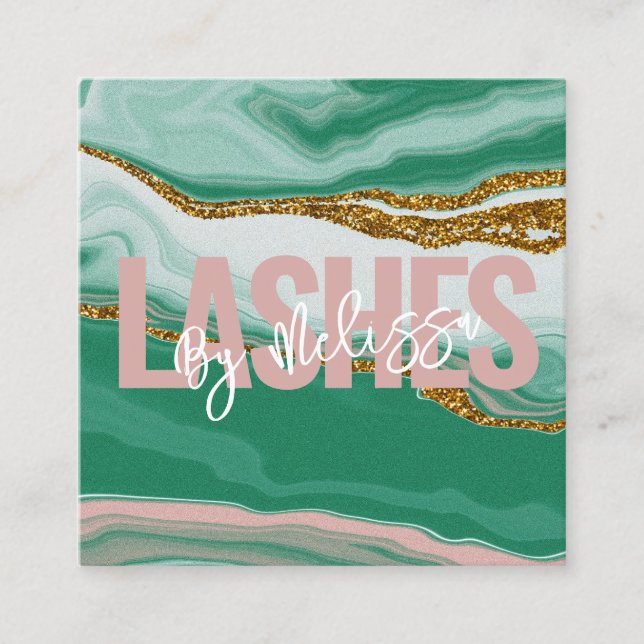 Cartão De Visita Quadrado Típica Moderna Lashes Artistas De Maquiagem De Bel (Frente)