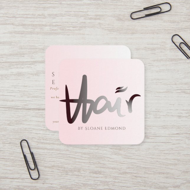 Cartão De Visita Quadrado Tipografia de Cabelo Livre Profissional Moderna (Frente/Verso In Situ)