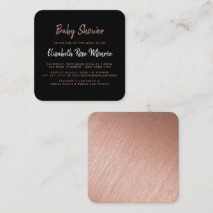 Cartão De Visita Quadrado Tíquete de Rosa Gold Foil & Script do Chá de frald
