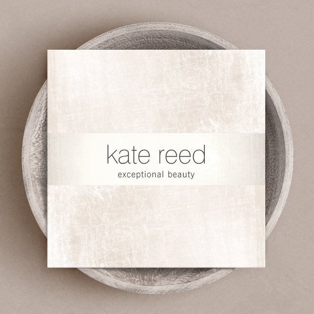 Cartão De Visita Quadrado Tiras de prata de mármore branco escovado Elegante (Criador carregado)