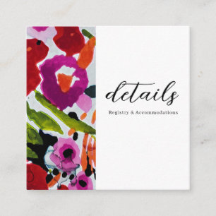 Cartão De Visita Quadrado Toque de Cor Ousada Detalhes de Flores em Aquarela