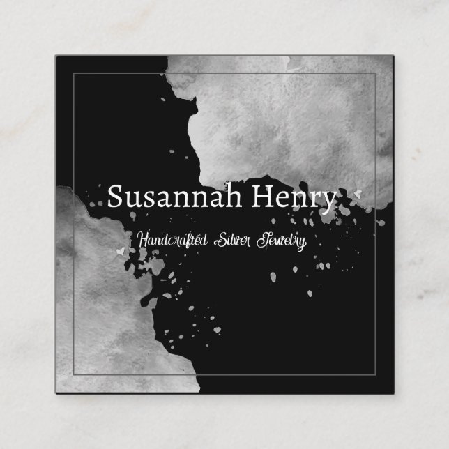 Cartão De Visita Quadrado Torneira-preta-de-prata russa (Frente)