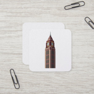 Cartão De Visita Quadrado Torre Relógio Grand: Adesivo Cronometrista Art Déc