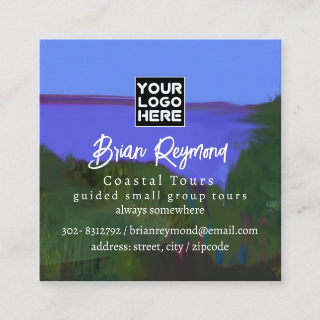Cartão De Visita Quadrado Tours costeiros (Frente)