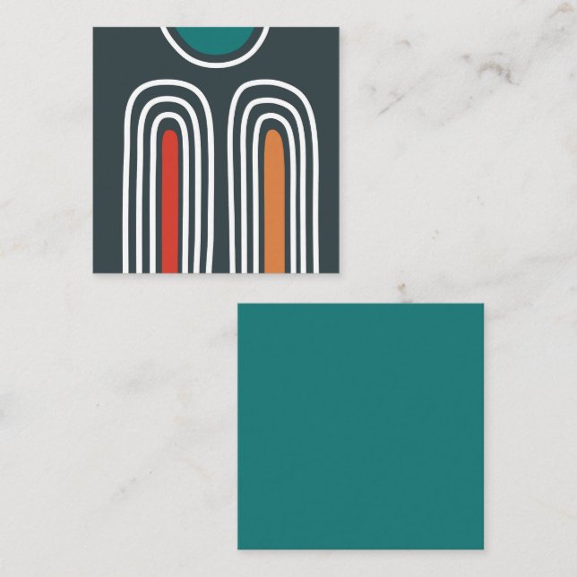 Cartão De Visita Quadrado Trabalho de arte de linha arco-íris (Frente/Verso)