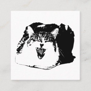 Cartão De Visita Quadrado Trabalho de Borda, Assinatura Meow