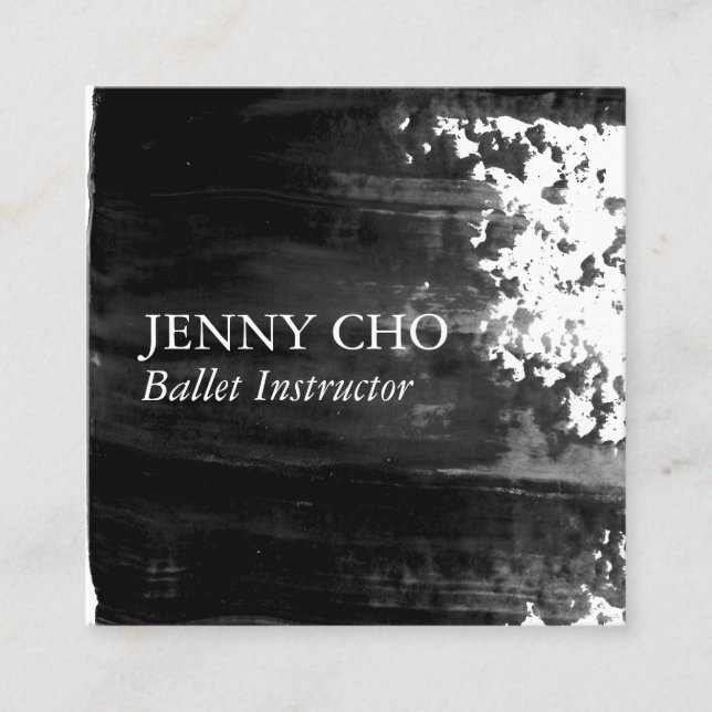 Cartão De Visita Quadrado Traço de Tinta Preta (Frente)