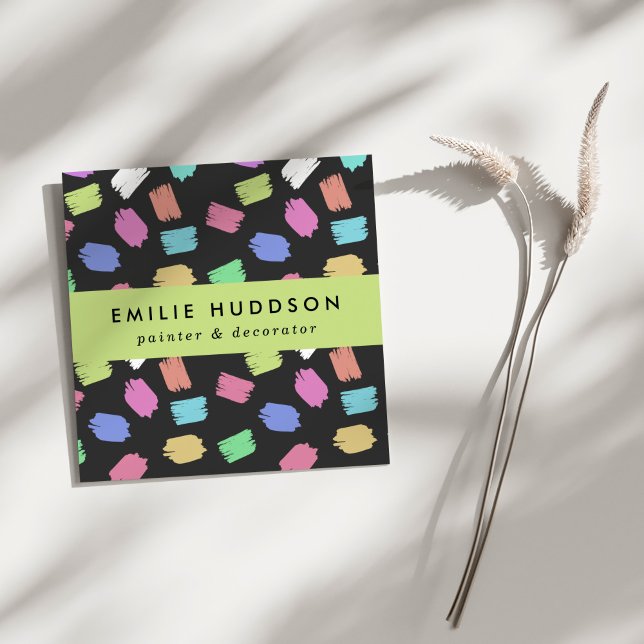 Cartão De Visita Quadrado Traços, Pincel, Pintura, Decorador (Criador carregado)