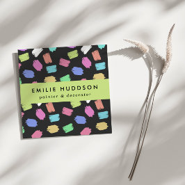 Cartão De Visita Quadrado Traços, Pincel, Pintura, Decorador